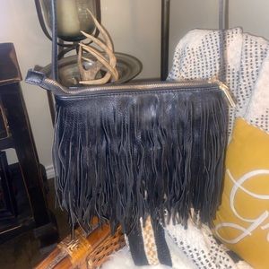 Black Fringe Crossbody Purse